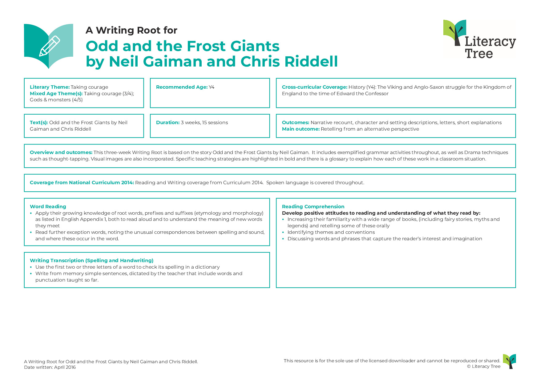 A Writing Root for Odd and the Frost Giants