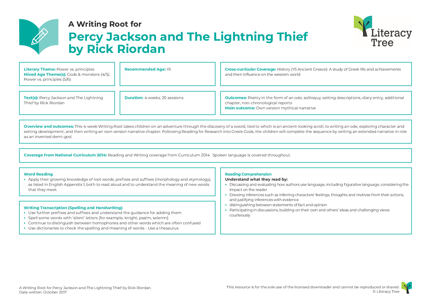 A Writing Root for Percy Jackson and the Lightning Thief